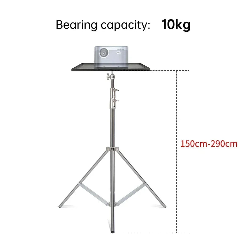 Pied de lumière inox – pied inox avec plateau pour projecteur, charge de 10 kg