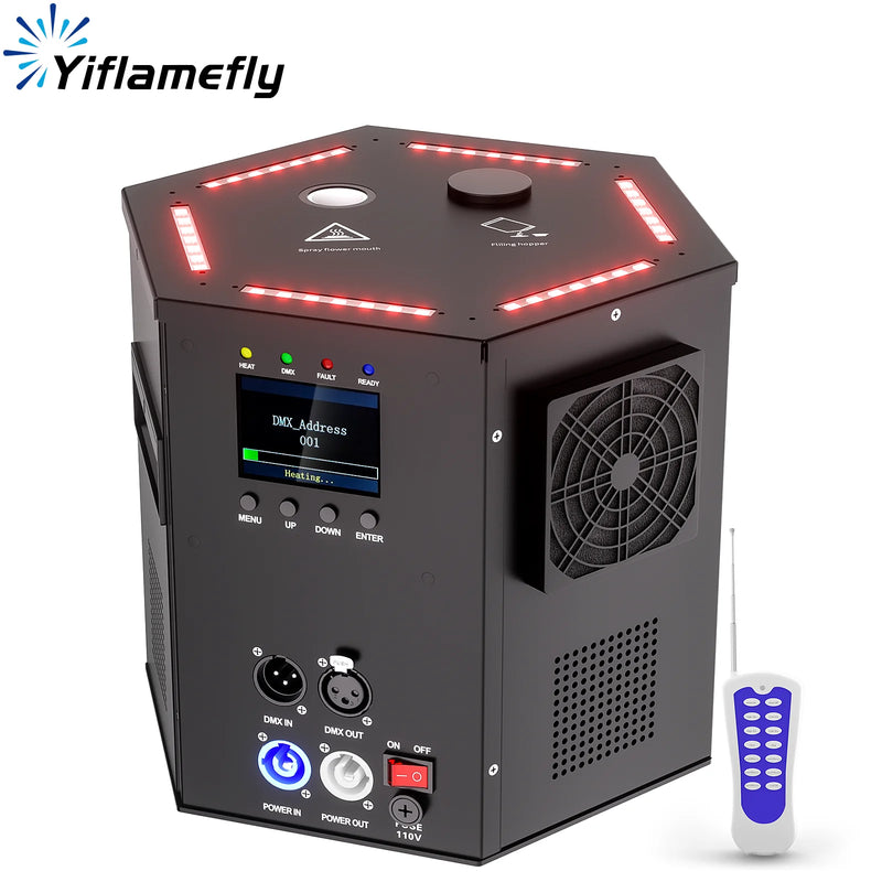 Machine à étincelles froides 700 W hexagonale à LED RGB, DMX, 1 ou 2 machines