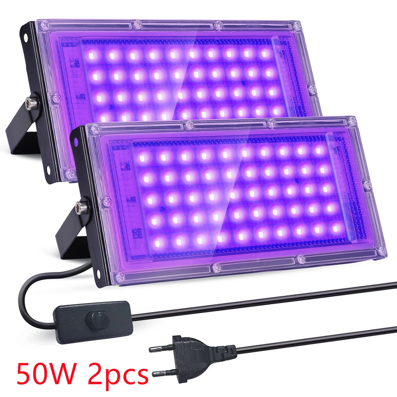 Projecteur lumière noire UV – lot de 2 projecteurs 50 W à boîtier noir