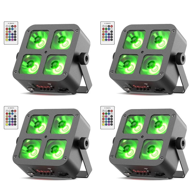 Lot de 4 uplights sans fil sur batterie 5200 mAh, 4 LED RGBWA UV 10 W