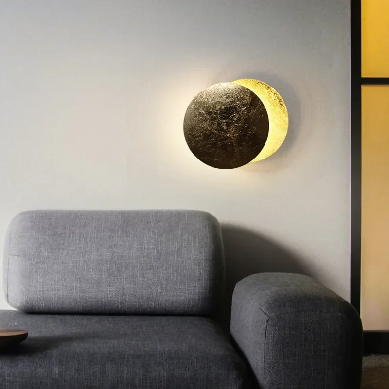 Applique murale lune éclipse LED, deux disques, 20 ou 25 cm