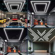 Plafonnier LED garage 6500 K, 5 hexagones, cadres ou croix à chevrons