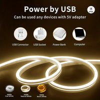 Ruban LED néon USB 5 V à capteur tactile, IP65, 1 à 5 m