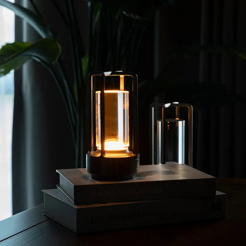 Lampe de table sans fil lanterne en aluminium, tactile, 3 teintes, USB-C