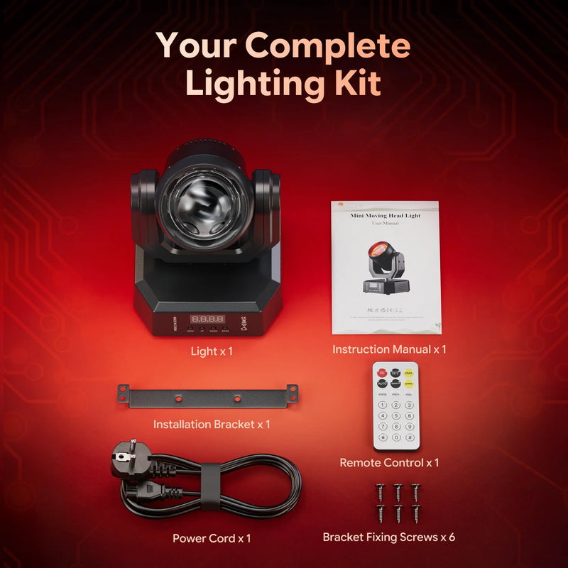 Mini lyre LED 50 W à 4 faisceaux RGBW, télécommande et DMX 10 canaux