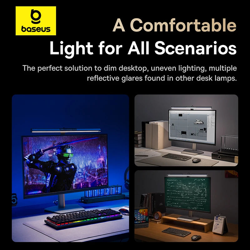 Barre lumineuse Baseus i-work 3 – usages : jeu, bureau et étude