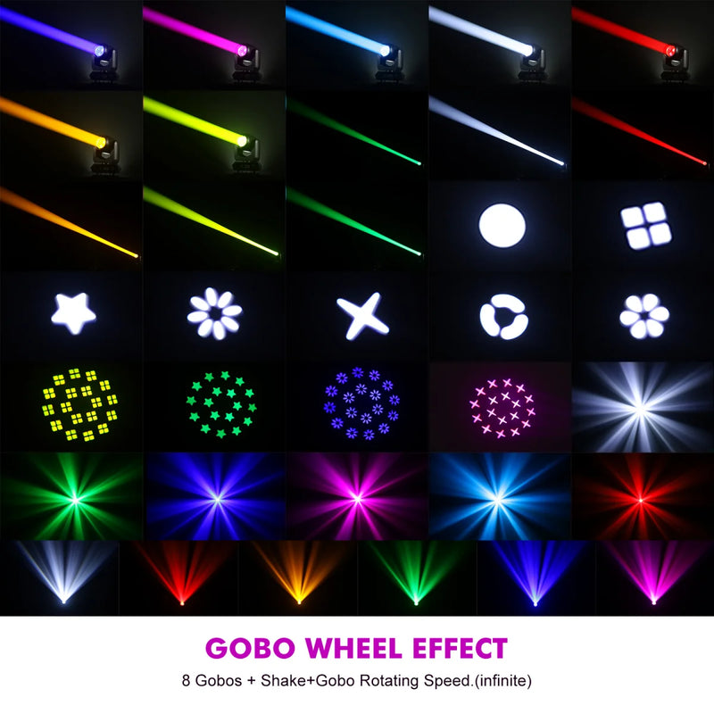 Lot de 2 mini lyres LED beam et spot 150 W – effets de couleurs et de gobos