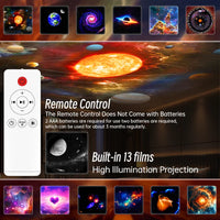 Projecteur ciel étoilé planétarium 13 disques – télécommande et 13 films intégrés de projection