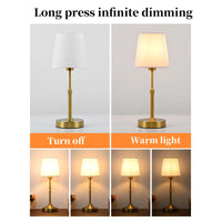Lampe de table sans fil rechargeable, abat-jour tissu, 38 ou 40,5 cm