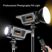 Éclairage vidéo LED COB bicolore 300 W avec pied et télécommande
