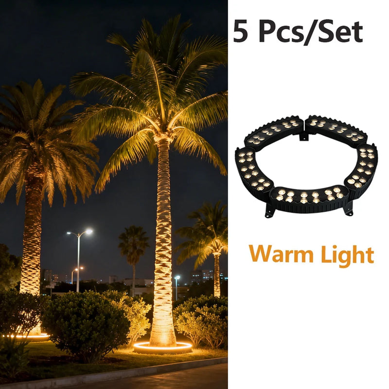 Spot arbre extérieur LED lot de 5 – anneau éclairant des palmiers en lumière blanc chaud