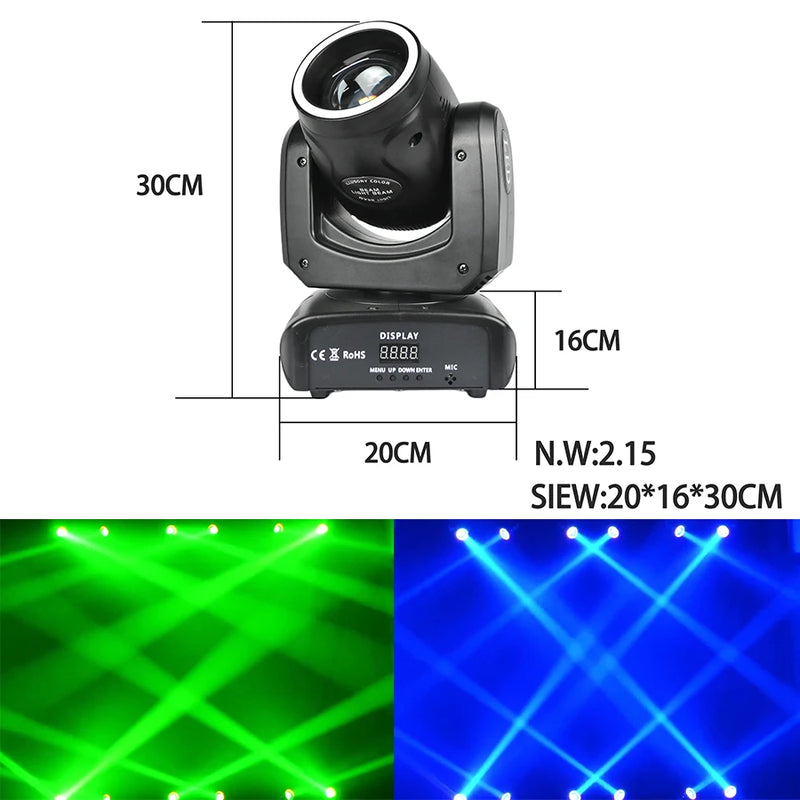 Lyre beam LED 100 W à anneau lumineux, 13 gobos, prismes 6 + 12, DMX 13 canaux
