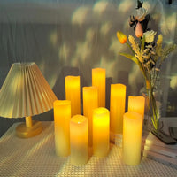 Bougies pilier LED ivoire 10 à 17,5 cm, piles incluses, 9 à 180