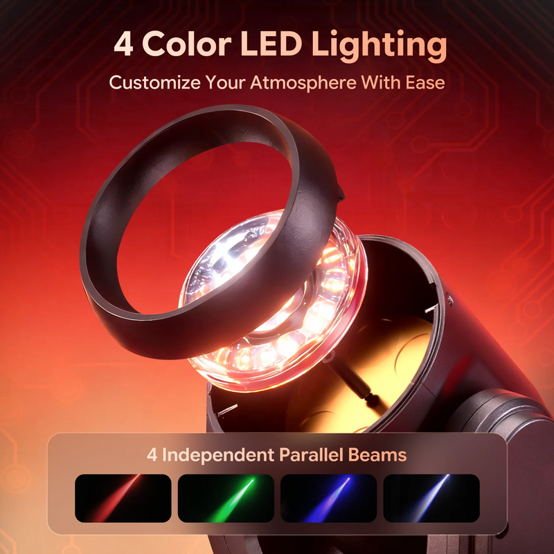 Mini lyre LED 50 W à 4 faisceaux RGBW, télécommande et DMX 10 canaux