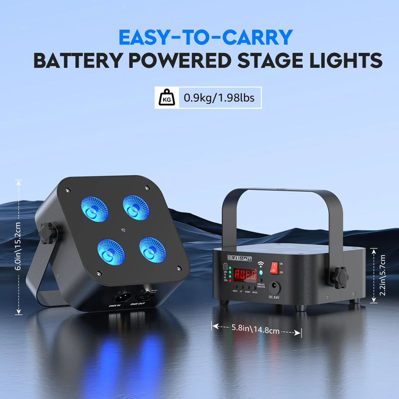 Mini uplight sans fil – dimensions, poids de 0,9 kg et poignée de transport