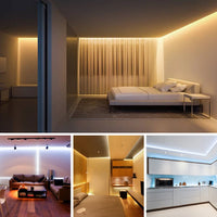 Ruban LED COB 220 V – exemples d'éclairage dans une chambre, un salon et une cuisine