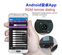 Interface DMX512 et RDM – application Android affichant les curseurs de canaux sur un téléphone
