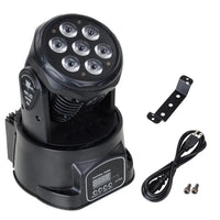 Lot de 2 mini lyres LED wash 7 x 12 W RGBW – lyre avec son support, son cordon et ses vis