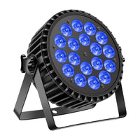 Projecteur PAR LED RGBW 200 W – vue de face avec 18 LED bleues et étrier réglable