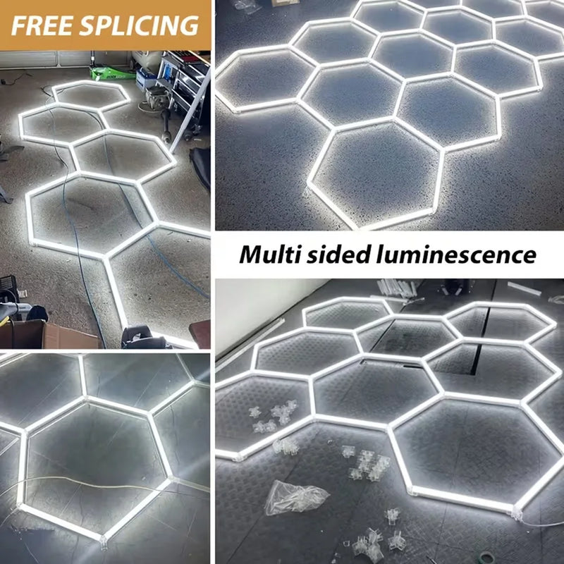 Plafonnier LED hexagonal – assemblage libre des barres et plafonds éclairés