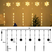 Rideau lumineux flocons et glaçons de Noël – schéma des dimensions, version blanc chaud