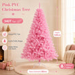 Sapin de Noël rose artificiel en PVC, 1,2 à 2,1 m, avec ou sans guirlande LED USB