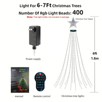 Guirlande sapin lumineuse en cascade RGB, application et télécommande, 1,5 à 2,1 m