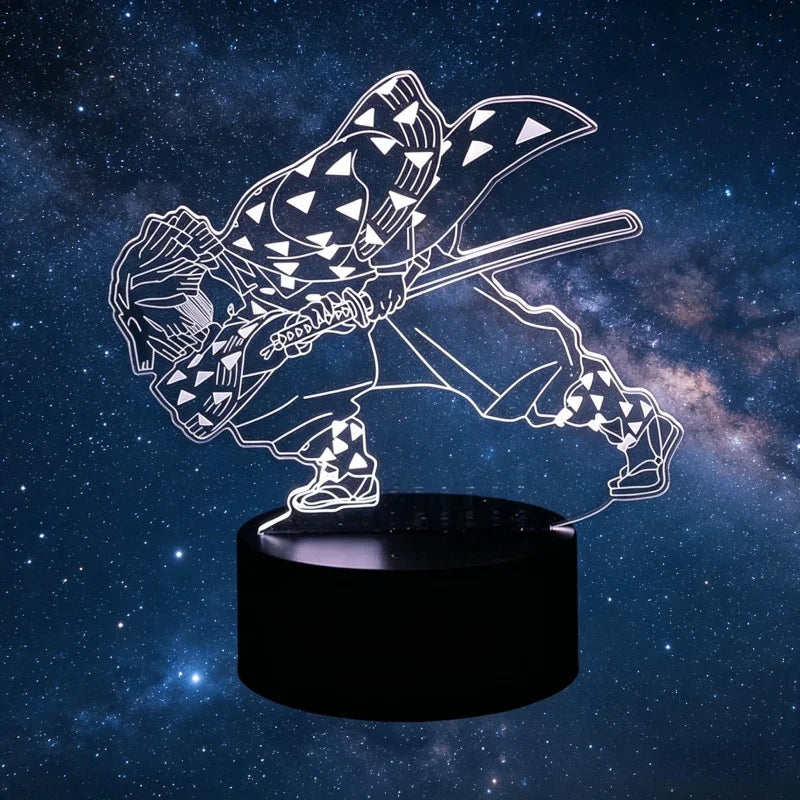 Lampe 3D Demon Slayer – Zenitsu allumé en blanc, socle noir
