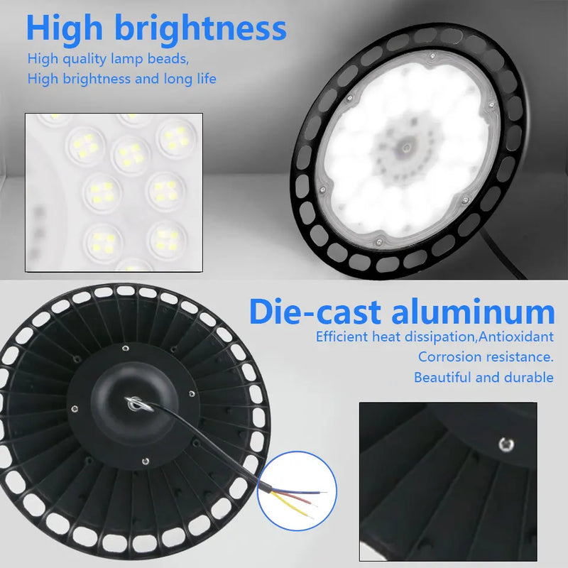 Cloche LED industrielle UFO 50 à 300 W, IP66, 6000 K ou 4000 K