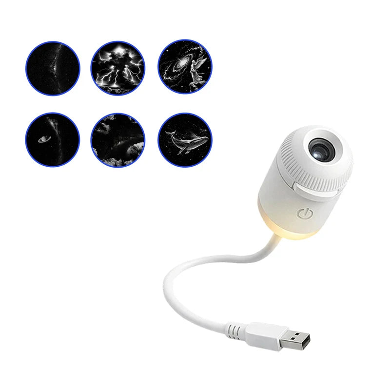 Mini projecteur veilleuse USB – lampe et 6 films