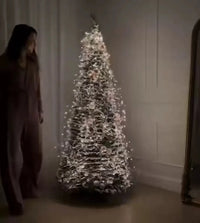 Sapin de Noël pliable pré-décoré lumineux – sapin allumé vu de face