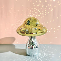 Boule à facettes déco champignon en verre miroir, 18 x 15 cm