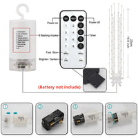 Étoile LED suspendue effet feu d'artifice – schéma du boîtier, de la télécommande et des modes