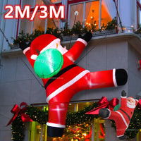 Père Noël gonflable grimpant au mur, lumineux, 2 ou 3 m