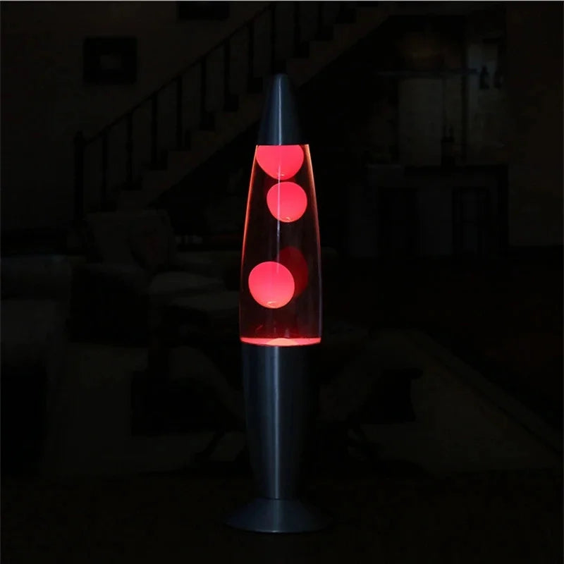 Lampe à lave fusée en verre, base métallique, 4 couleurs de cire