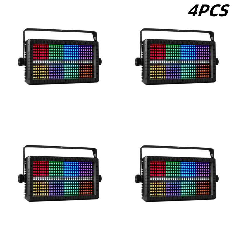 Lot de 4 mini stroboscopes LED 60 W RGB et blanc, DMX512 et mode sonore