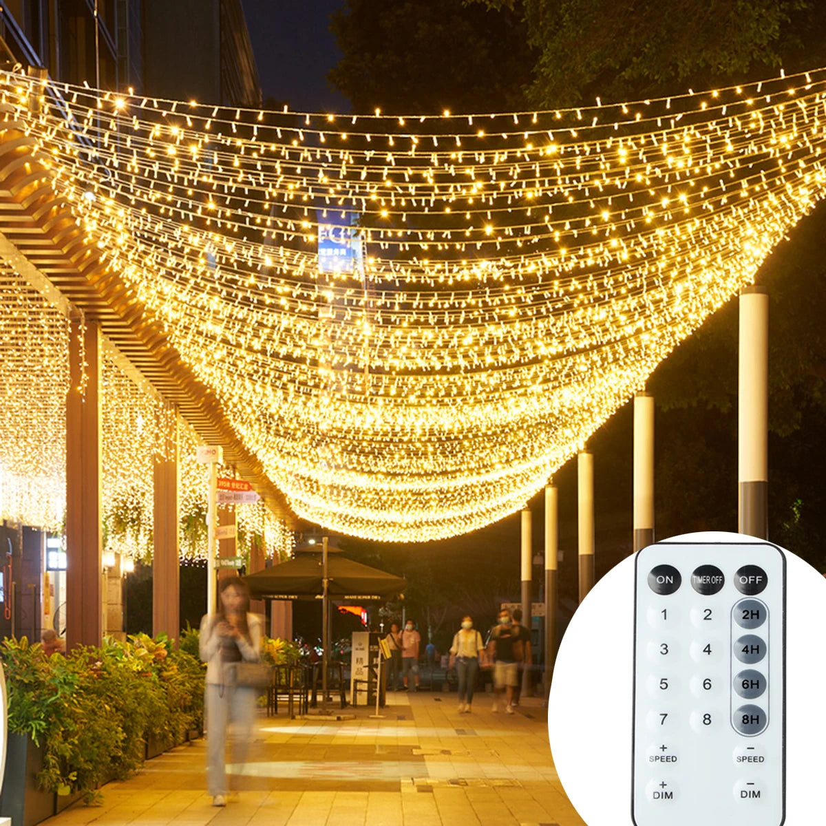 Guirlande lumineuse féerique fil transparent blanc chaud, 10 à 100 m, télécommande