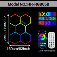 Éclairage LED hexagonal RGB pour garage, de 1 à 11 hexagones, application et télécommande