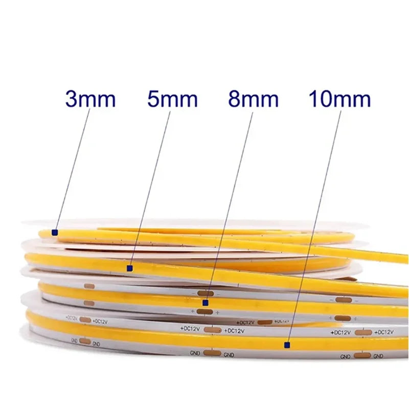 Ruban LED COB ultrafin – largeurs de 3 à 10 mm sur leurs rouleaux
