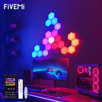 Panneaux LED hexagonaux muraux – décor coloré au-dessus d'un bureau avec application et télécommande