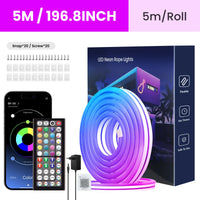 Ruban LED néon RGB – kit de 5 m avec télécommande, application, clips et vis