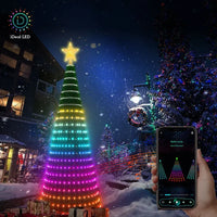 Guirlande sapin lumineuse en cascade RGB, application et télécommande, 1,5 à 2,1 m