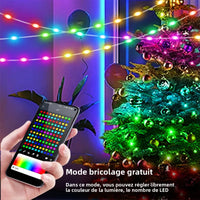 Guirlande féerique LED RGBIC Bluetooth – guirlande décorant un sapin, pilotée depuis un smartphone