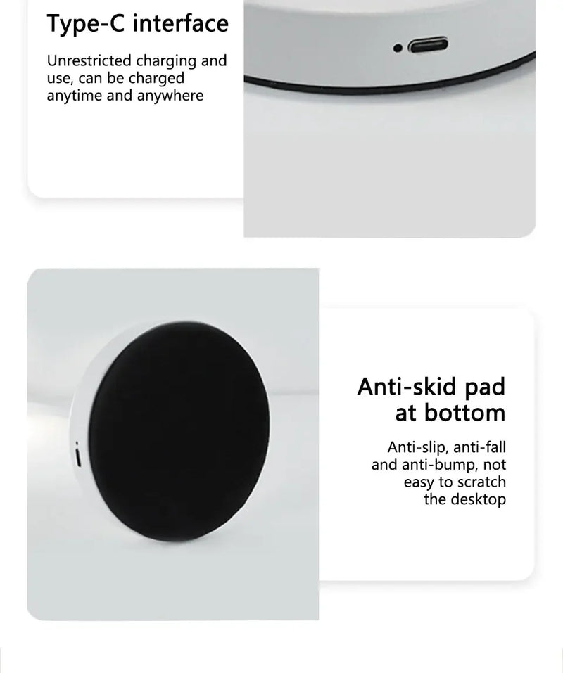 Lampe de table sans fil à chapeau conique – port de recharge USB Type-C et pastille antidérapante