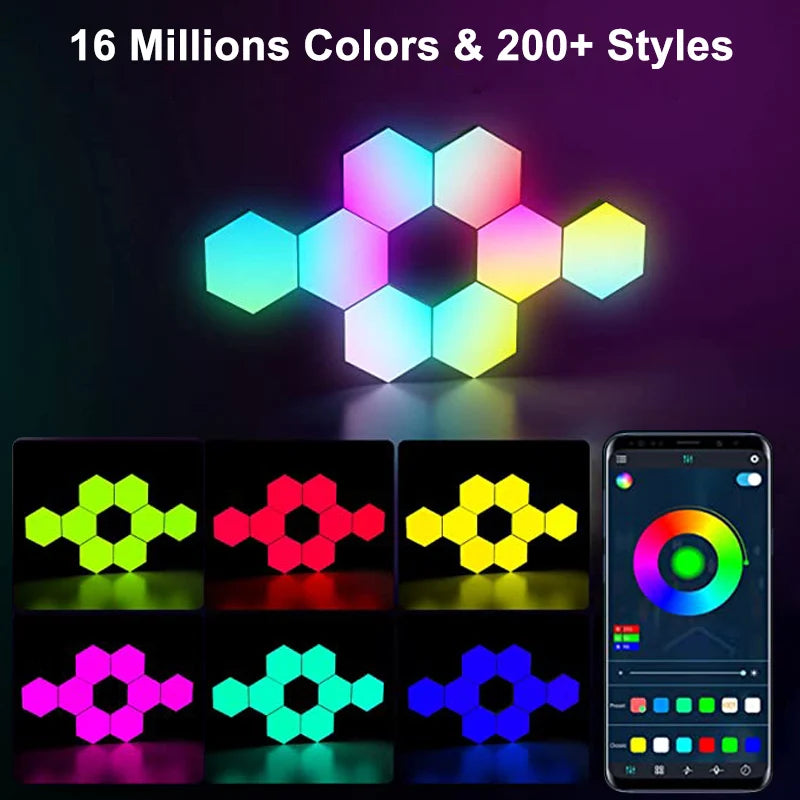Applique hexagonale RGB – compositions de panneaux et écran de l'application