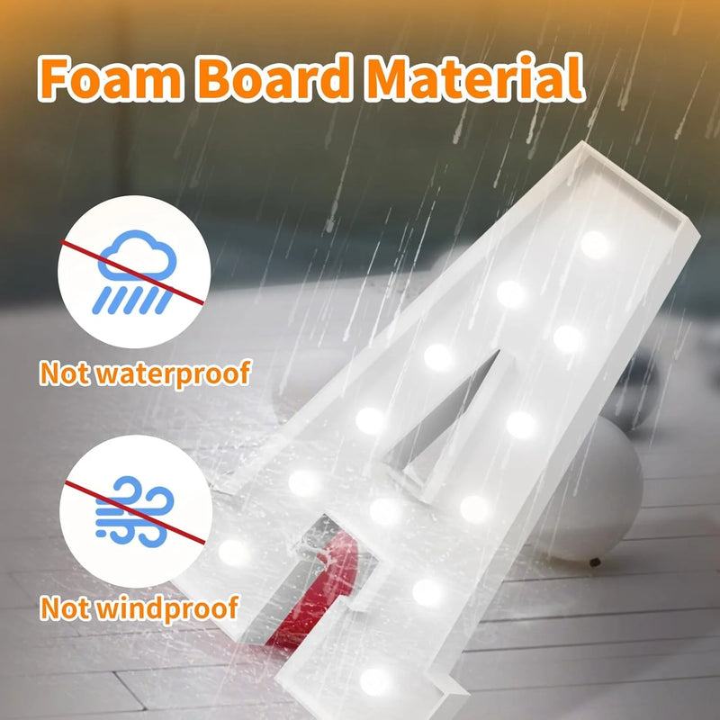 Chiffres lumineux géants 120 cm en carton mousse, blanc chaud ou blanc froid