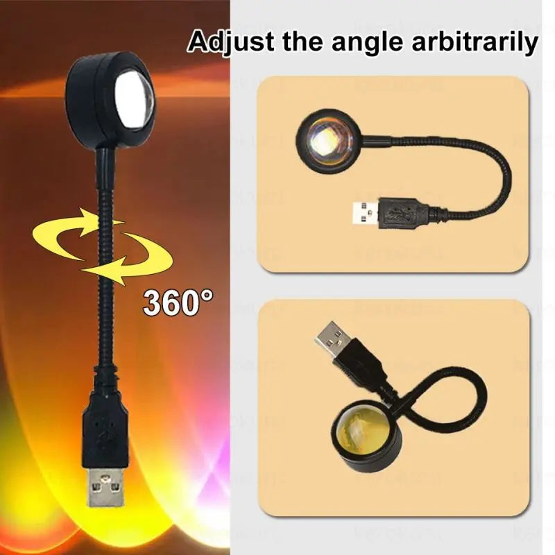 Lampe coucher de soleil USB – col flexible orientable sur 360°