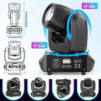 Paire de lyres LED 120 W – dimensions et rotation de 540° en panoramique et 180° en inclinaison