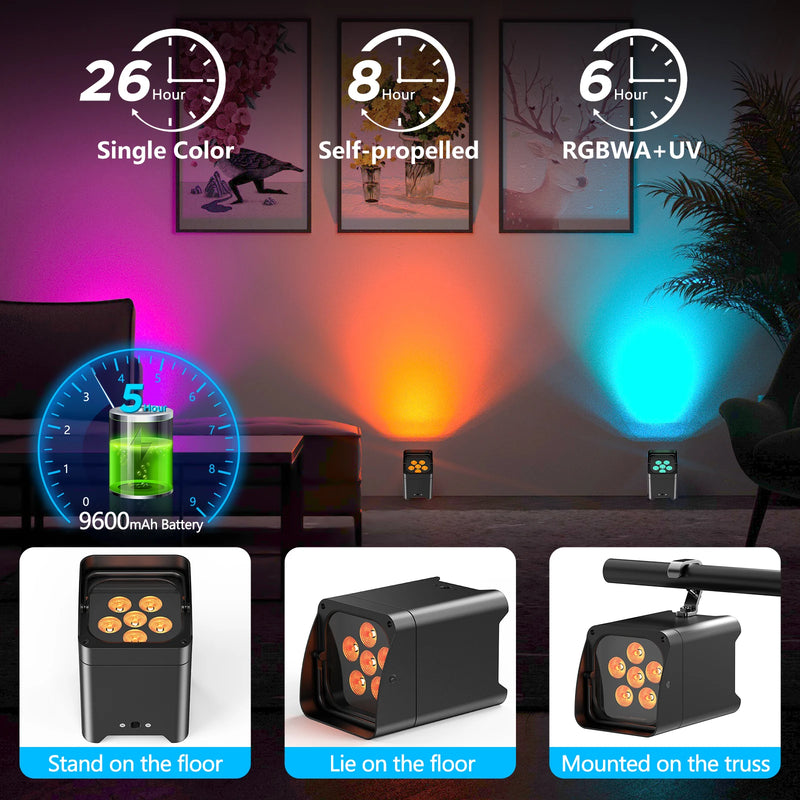 Uplight sans fil noir – batterie de 9600 mAh, autonomie et trois positions de pose