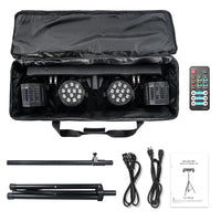 Pack éclairage DJ sur pied : 2 PAR LED RGBW, 2 derbys, télécommande